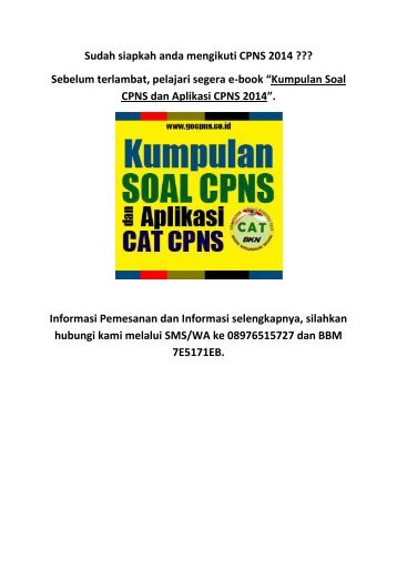 SOAL CPNS BPS 2010 EPUB DOWNLOAD SOAL CPNS BPS 2010 EPUB DOWNLOAD
